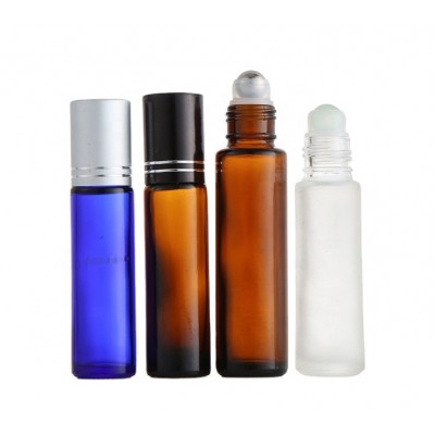 Hot-sell 5ml 8ml 10ml Blue Amber Clear Glass Essential Oil Bottle With Roll On Cap