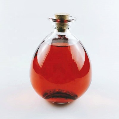 550ml ball shape food grade glass bottle for storing beverage alcohol red wine with cork