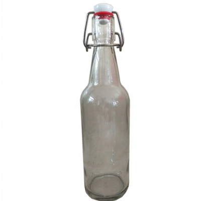 Pressure Resistant 330ml 500ml 1000ml Clear Glass Beer Bottle With Swing Flip Lid