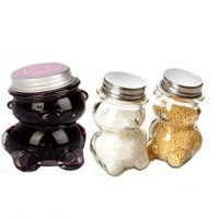 40ml 80ml 160ml 320ml glass candy jar honey bear bottle with lid cap