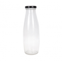 Wholesale Beverage Use 200 250 500 1000ml Round Glass Milk Bottle With Metal Plastic Lid