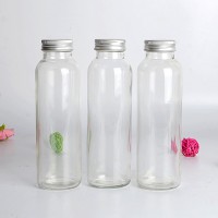 300ml 350ml Clear round juice drink beverage water glass bottle with screw cap