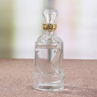 500ml elegant double dragon pattern crystal white thick brandy XO / vodka /whiskey /liquor spirits decorative glass bottle