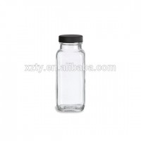 8oz french square glass bottle with cap